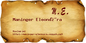 Maninger Eleonóra névjegykártya